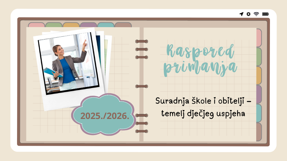 Raspored primanja roditelja – predmetna nastava