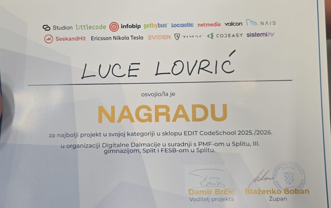 LUCE LOVRIĆ NAGRAĐENA NA EDIT KONFERENCIJI
