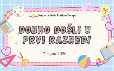 OBAVIJEST ZA UČENIKE PRVOG RAZREDA